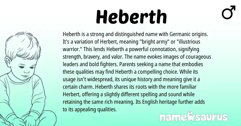 Infographic about Heberth name meaning, Heberth is a name from Germanic origin(s).