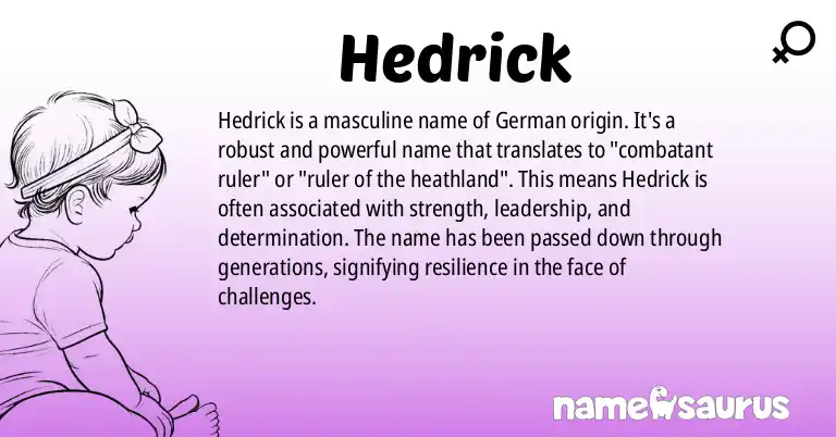 Infographic about Hedrick name meaning, Hedrick is a name from German origin(s).