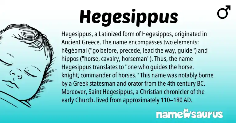 Infographic about Hegesippus name meaning, Hegesippus is a name from Greece, Greek origin(s).