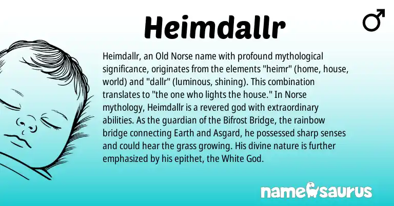 Infographic about Heimdallr name meaning, Heimdallr is a name from Old Norse, Norse origin(s).