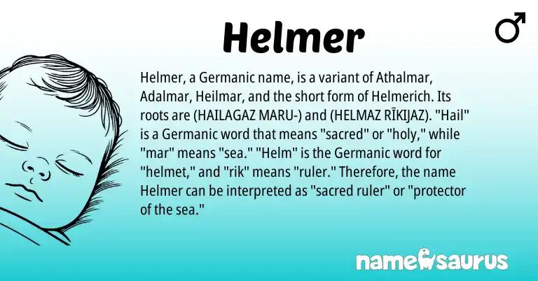 Infographic about Helmer name meaning, Helmer is a name from Germanic origin(s).