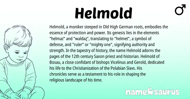 Infographic about Helmold name meaning, Helmold is a name from Old High German, Saxon, Polabian origin(s).
