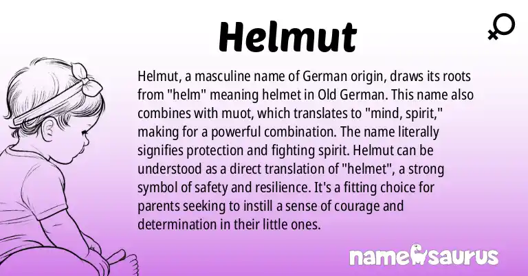 Infographic about Helmut name meaning, Helmut is a name from German, Germanic origin(s).