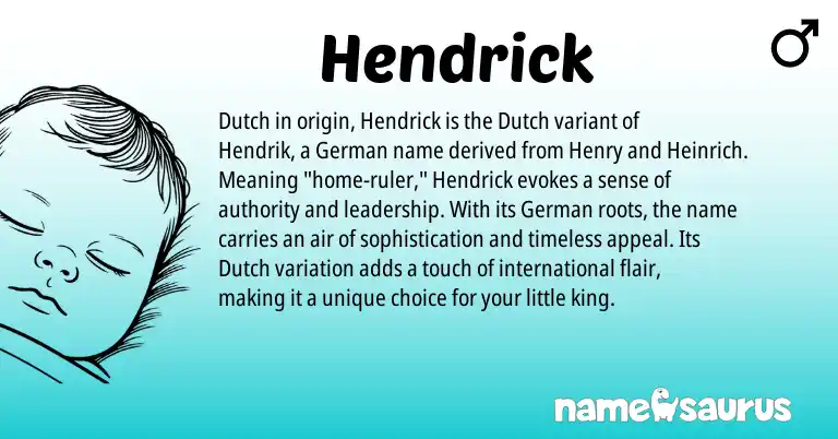 Infographic about Hendrick name meaning, Hendrick is a name from German, Dutch origin(s).