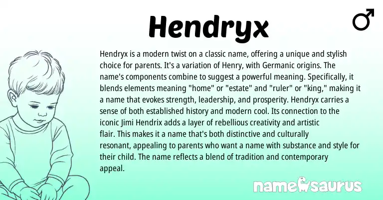 Infographic about Hendryx name meaning, Hendryx is a name from Germanic, English origin(s).