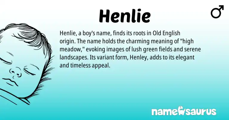 Infographic about Henlie name meaning, Henlie is a name from Old English origin(s).