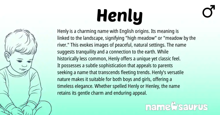 Infographic about Henly name meaning, Henly is a name from English origin(s).