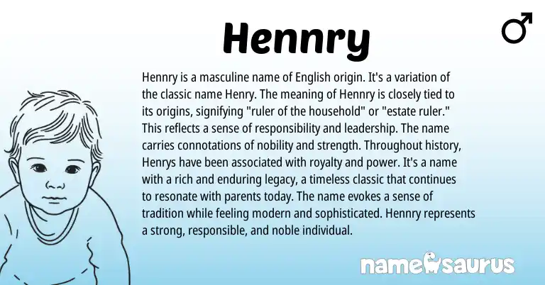 Infographic about Hennry name meaning, Hennry is a name from Germanic, English origin(s).