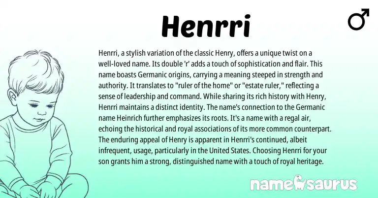 Infographic about Henrri name meaning, Henrri is a name from Germanic origin(s).