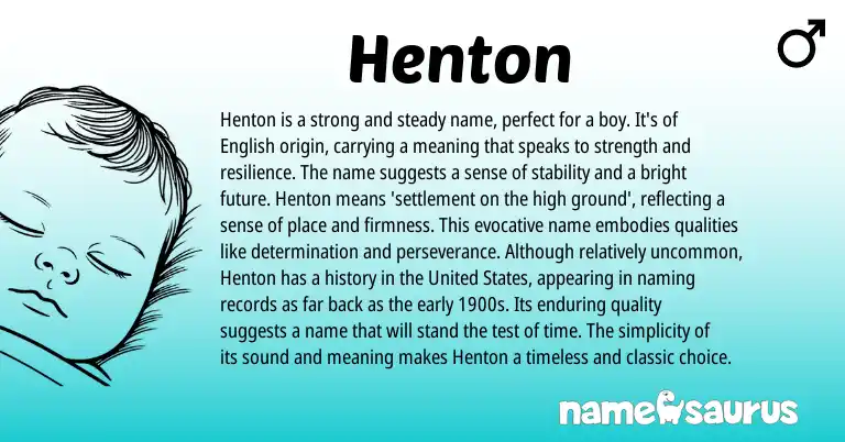 Infographic about Henton name meaning, Henton is a name from English origin(s).