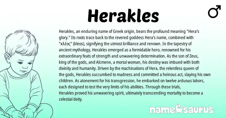 Infographic about Herakles name meaning, Herakles is a name from Greek origin(s).