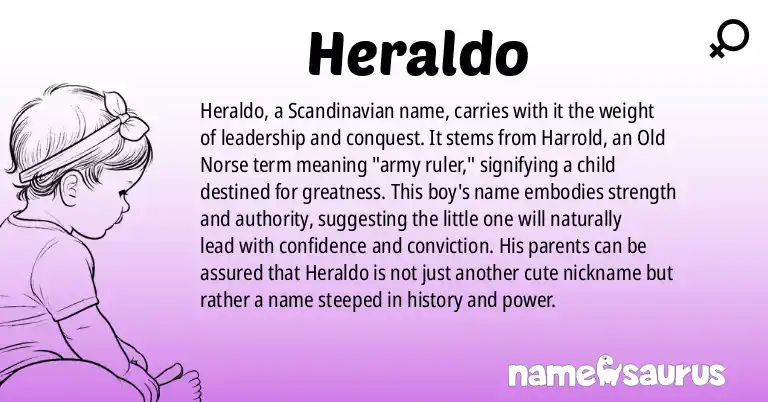 Infographic about Heraldo name meaning, Heraldo is a name from Scandinavian origin(s).