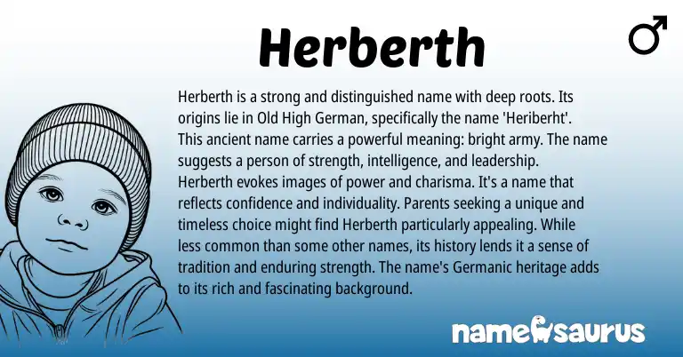 Infographic about Herberth name meaning, Herberth is a name from Germanic, English origin(s).