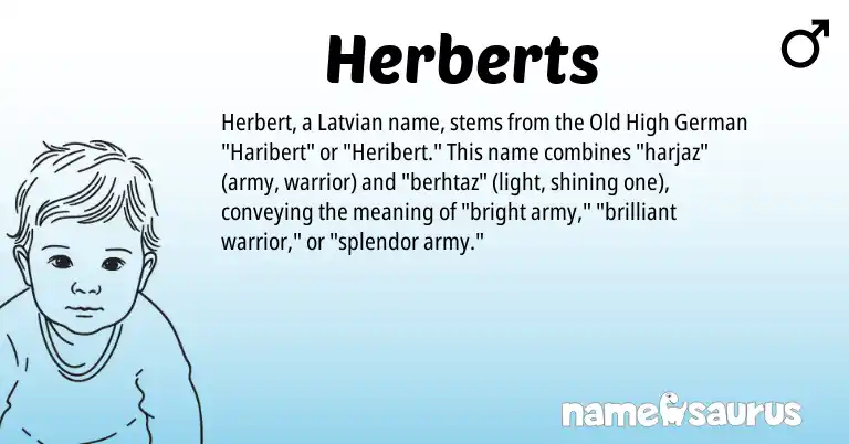 Infographic about Herberts name meaning, Herberts is a name from Old High German, Latvian origin(s).