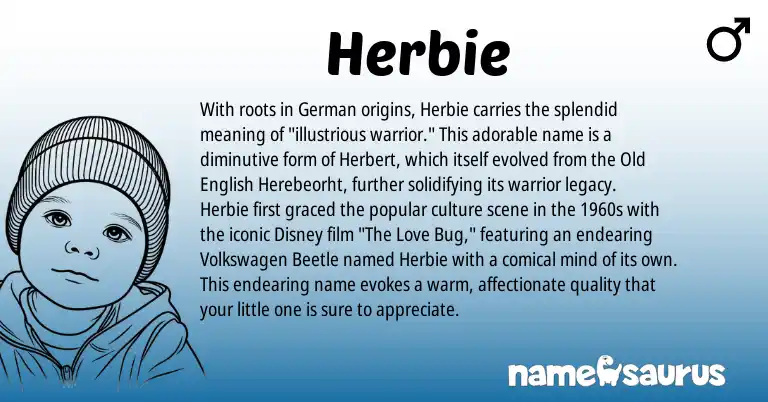 Infographic about Herbie name meaning, Herbie is a name from German, Old English origin(s).