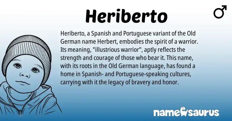 Infographic about Heriberto name meaning, Heriberto is a name from Old German, Spanish, Portuguese origin(s).