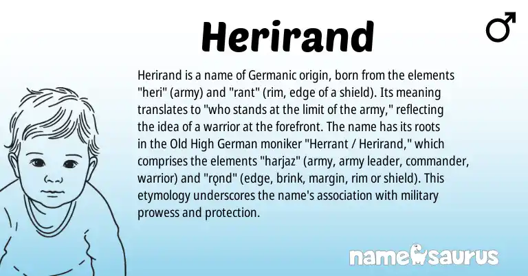 Infographic about Herirand name meaning, Herirand is a name from Old High German, Germanic origin(s).