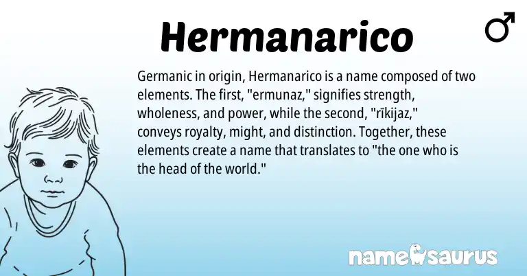 Infographic about Hermanarico name meaning, Hermanarico is a name from Germanic origin(s).