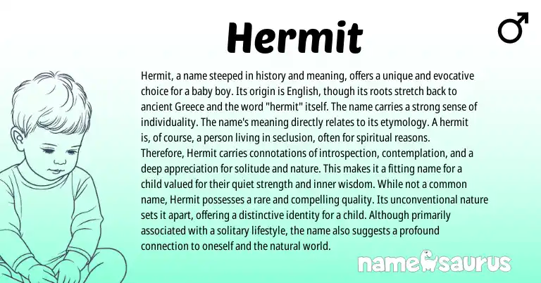 Infographic about Hermit name meaning, Hermit is a name from English origin(s).