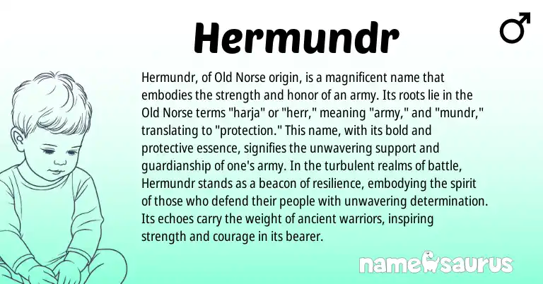Infographic about Hermundr name meaning, Hermundr is a name from Old Norse origin(s).