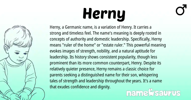Infographic about Herny name meaning, Herny is a name from Germanic origin(s).