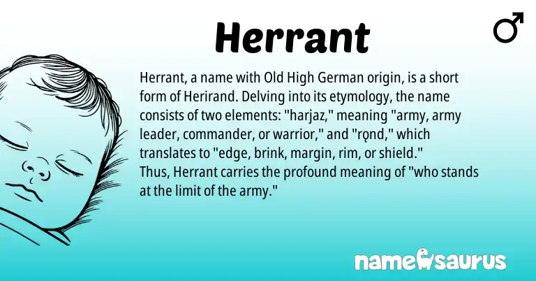 Infographic about Herrant name meaning, Herrant is a name from Old High German origin(s).