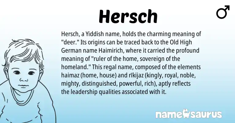 Infographic about Hersch name meaning, Hersch is a name from Old High German, Yiddish origin(s).