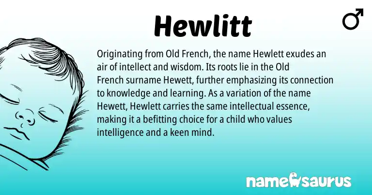 Infographic about Hewlitt name meaning, Hewlitt is a name from Old French origin(s).