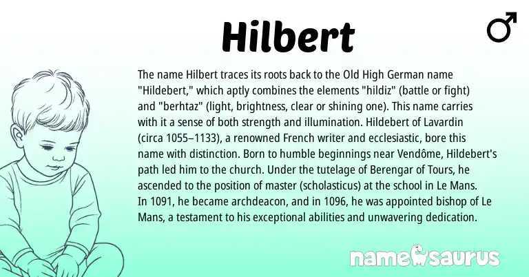 Infographic about Hilbert name meaning, Hilbert is a name from Old High German, French origin(s).