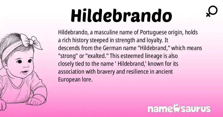 Infographic about Hildebrando name meaning, Hildebrando is a name from Portuguese origin(s).