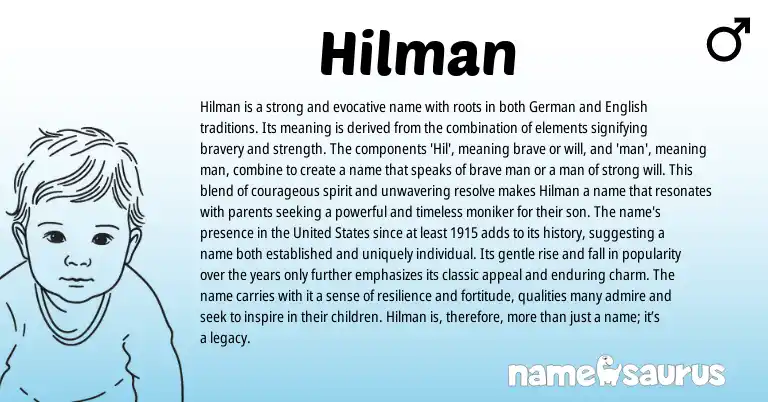 Infographic about Hilman name meaning, Hilman is a name from Germanic, English origin(s).