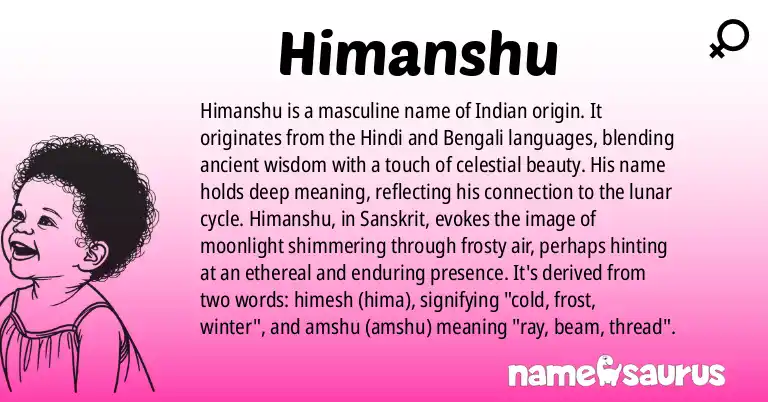 Infographic about Himanshu name meaning, Himanshu is a name from Indian, Hindi, Bengali origin(s).