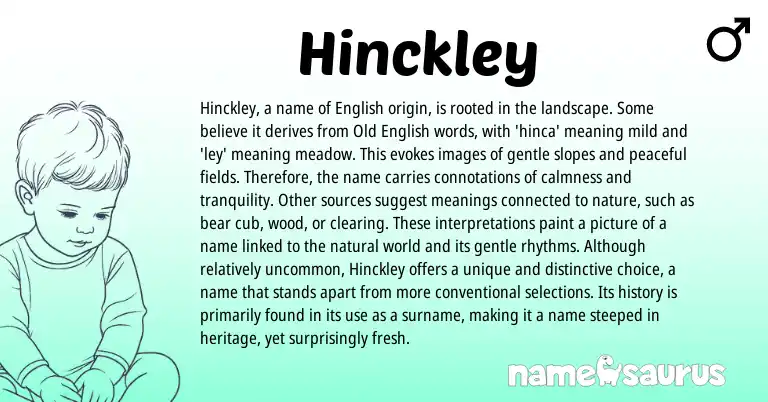 Infographic about Hinckley name meaning, Hinckley is a name from English origin(s).