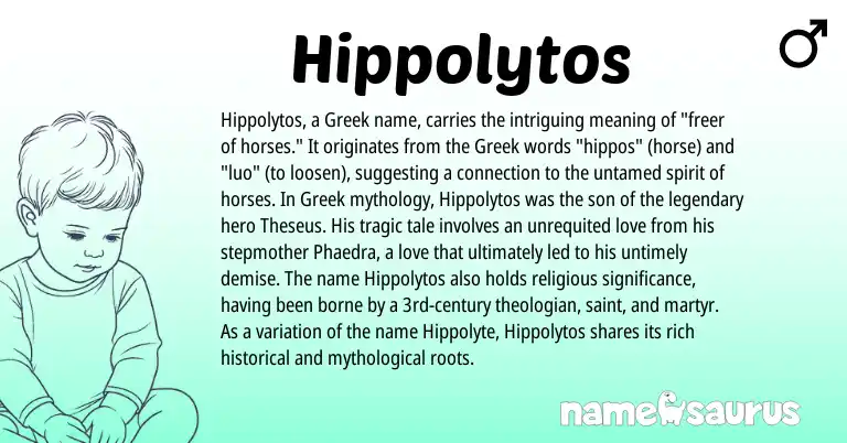 Infographic about Hippolytos name meaning, Hippolytos is a name from Greek origin(s).