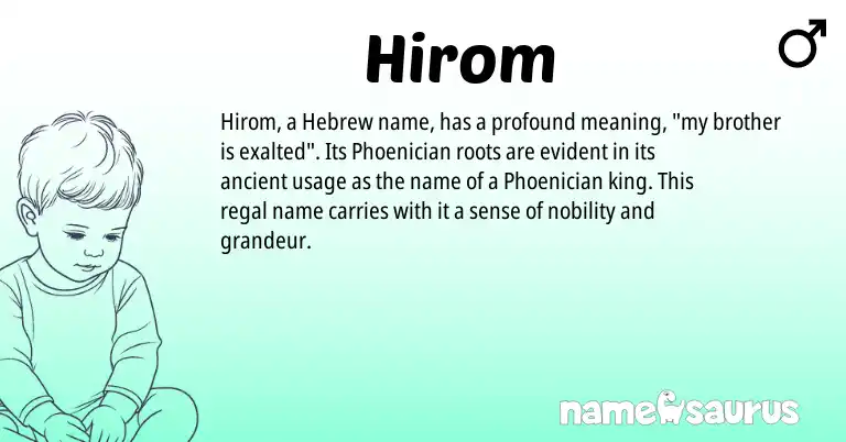Infographic about Hirom name meaning, Hirom is a name from Phoenician, Hebrew origin(s).