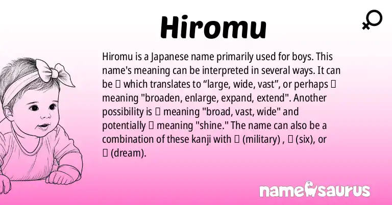 Infographic about Hiromu name meaning, Hiromu is a name from Japanese origin(s).