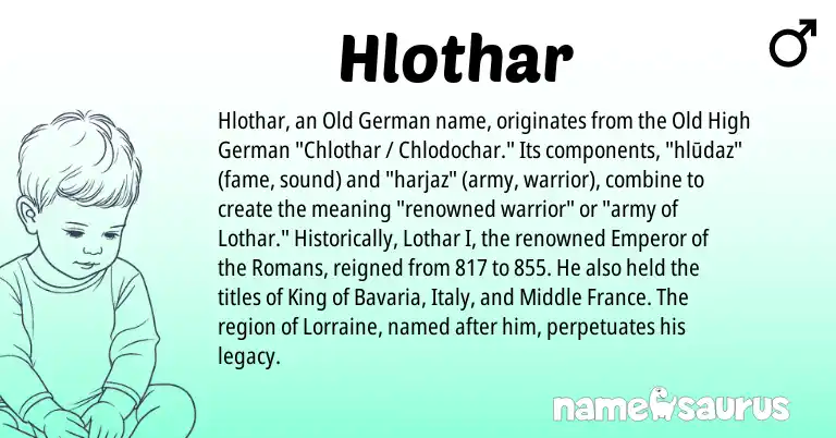 Infographic about Hlothar name meaning, Hlothar is a name from Old German, Old High German origin(s).