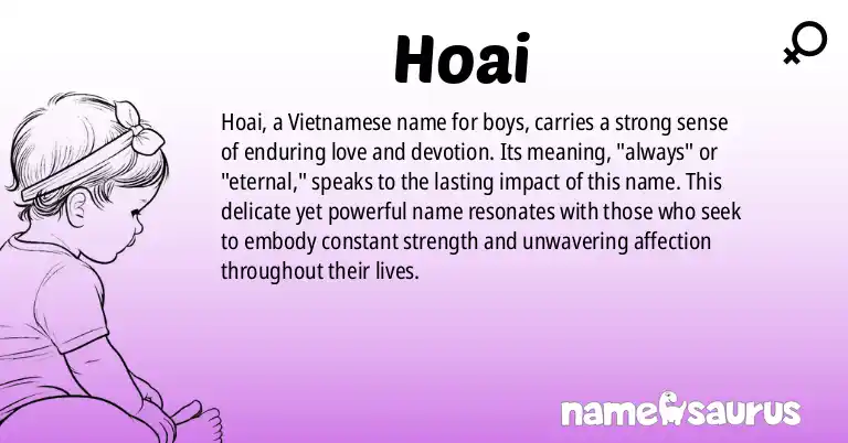 Infographic about Hoai name meaning, Hoai is a name from Vietnamese origin(s).