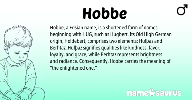 Infographic about Hobbe name meaning, Hobbe is a name from Frisian, Old High German origin(s).