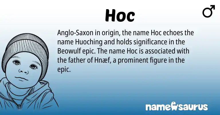 Infographic about Hoc name meaning, Hoc is a name from Anglo-Saxon origin(s).