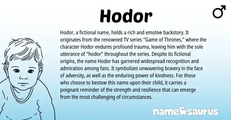 Infographic about Hodor name meaning, Hodor is a name from N/A origin(s).