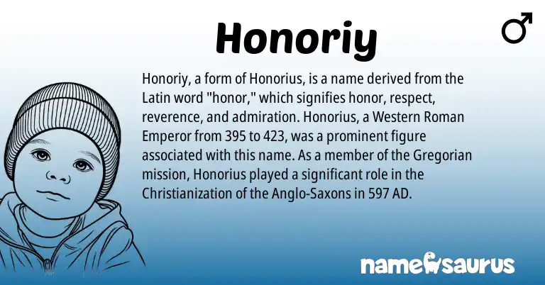 Infographic about Honoriy name meaning, Honoriy is a name from Roman, Latin origin(s).