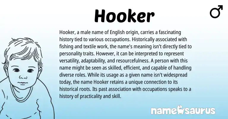 Infographic about Hooker name meaning, Hooker is a name from English origin(s).