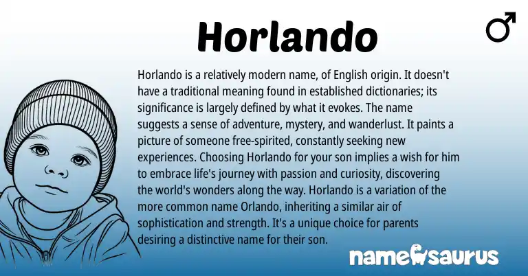 Infographic about Horlando name meaning, Horlando is a name from English origin(s).