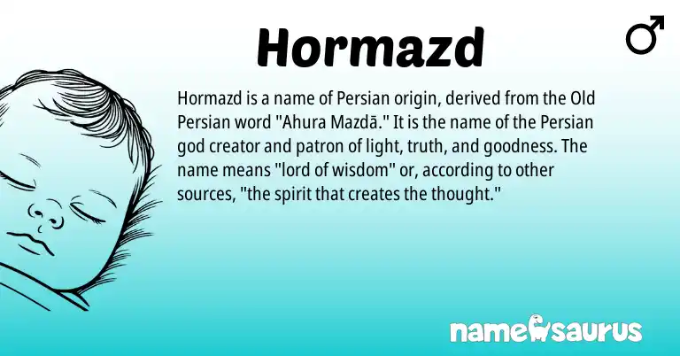 Infographic about Hormazd name meaning, Hormazd is a name from Persian, Old Persian origin(s).