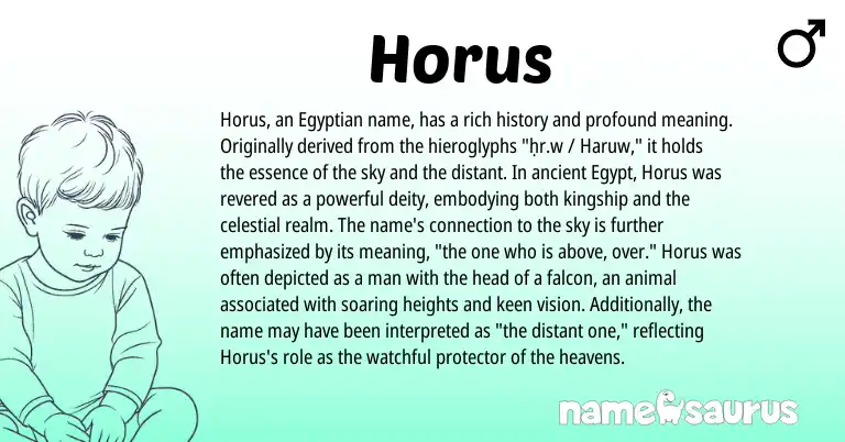 Infographic about Horus name meaning, Horus is a name from Egyptian origin(s).
