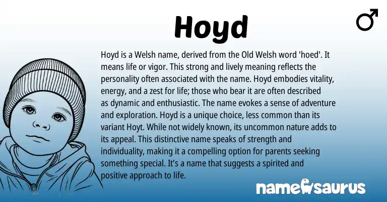 Infographic about Hoyd name meaning, Hoyd is a name from Welsh origin(s).