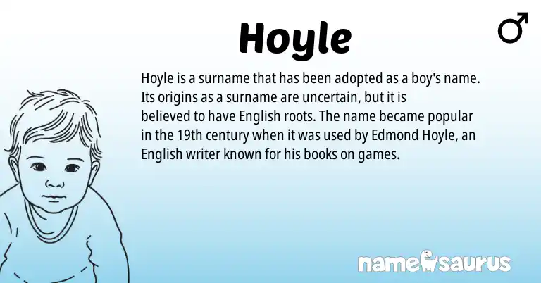 Infographic about Hoyle name meaning, Hoyle is a name from English origin(s).