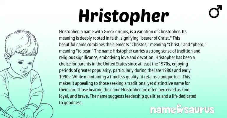Infographic about Hristopher name meaning, Hristopher is a name from Greek origin(s).