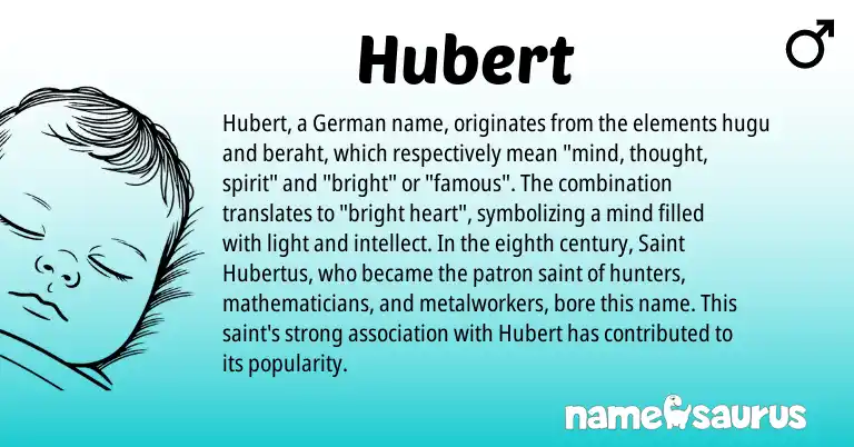 Infographic about Hubert name meaning, Hubert is a name from German origin(s).